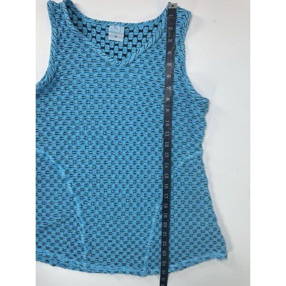Color Me Cotton Top Women Medium Blue Textured Knit Tank Made in USA Art to Wear - Picture 8 of 9